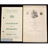 1971/1987 Unusual Rugby Programmes (2): Staffordshire (inc Jan Webster^ C MacFadyean and Sam