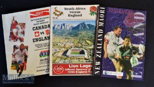 England Abroad Rugby Programmes (3): Scarce Canada v England (Ontario) 1993; South Africa v