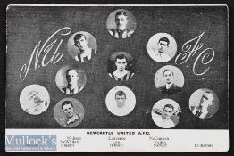 Pre-WWI Newcastle Utd postcard 1911/1912 featuring portraits of the team squad players. Good.