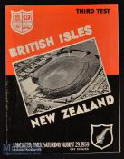 1959 British & Irish Lions to New Zealand Rugby 3rd Test Programme: Packed issue from Christchurch