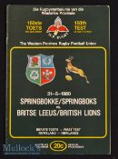 1980 British & Irish Lions to S Africa Rugby 1st Test Programme: Fine issue from Newlands with SA
