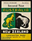 1958 New Zealand v Australia Rugby Programme: An Aussie win^ 6-3^ in this Second Test at