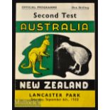 1958 New Zealand v Australia Rugby Programme: An Aussie win^ 6-3^ in this Second Test at