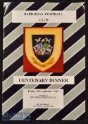 1990 Barbarians Centenary Dinner Menu: The ‘second edition’ of this famous brochure^ re-issued