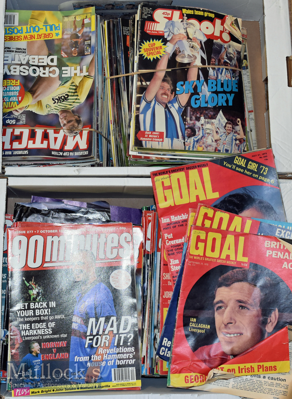 Quantity of Football Magazines to include Goal Magazines 1970-74^ Shoot Magazines 1987-93^ Match