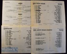 1971 France rugby tour of Australia rare team sheets (4): The centre team spreads only^ from the