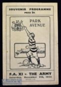 1944 F.A. XI v The Army Football Programme: Played at Park Avenue grounds 9th December 1944