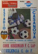 1970 Valencia v Cork Hibernian FC Football Poster colour poster^ date 29 September Inter-Cities