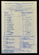 1966/67 Chelsea v England Amateur XI friendly football programme date 5 Sept^ single sheet^ team