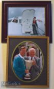 1991 Framed photograph featuring Alex Ferguson leaving the aircraft upon arrival at Manchester