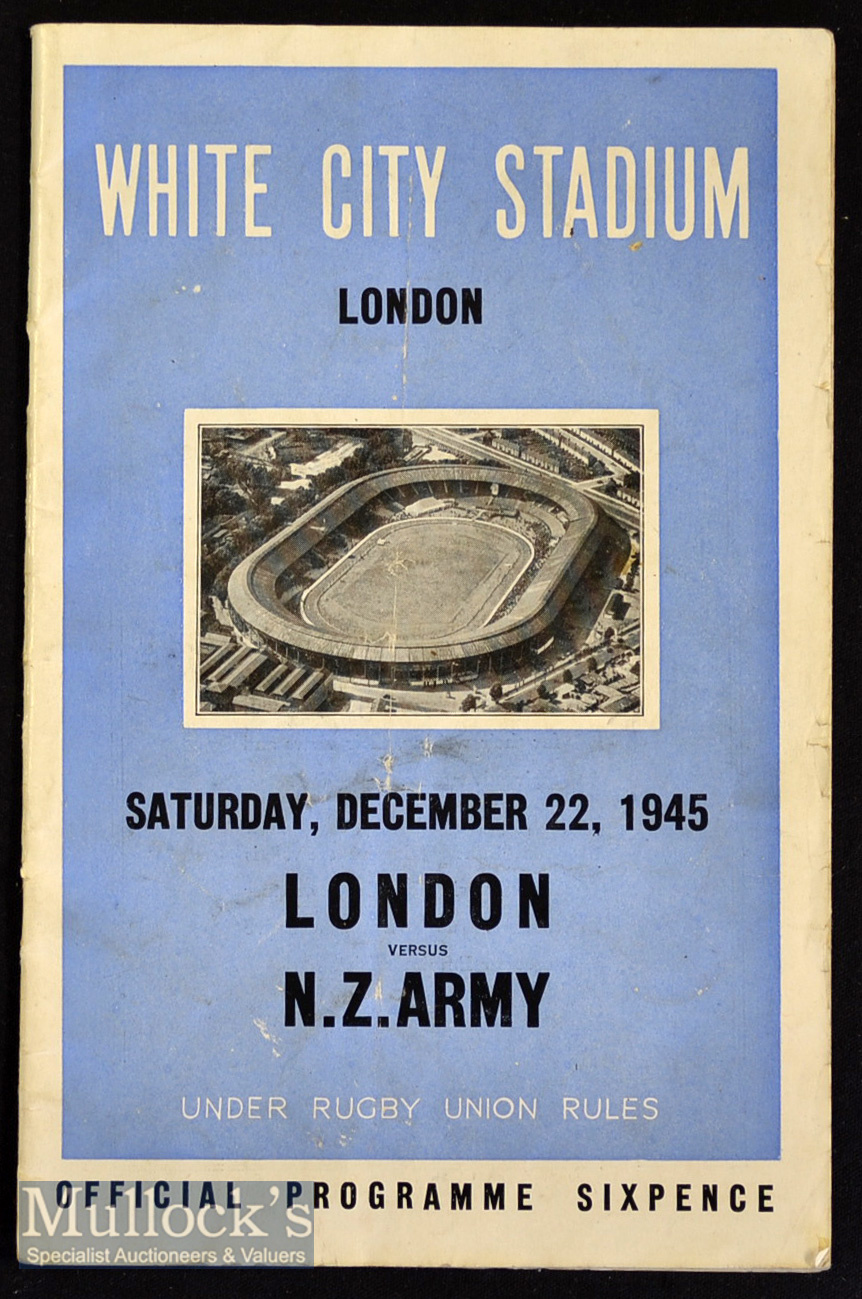 1945 London v the Kiwis (NZ Army) Rugby Programme: The first ever magazine style issue by Welbecson^