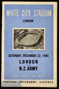 1945 London v the Kiwis (NZ Army) Rugby Programme: The first ever magazine style issue by Welbecson^