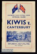 1946 Canterbury v The Kiwis Rugby Programme: The Kiwis^ on arrival home from the war and their UK/