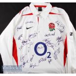 2000s England Rugby Squad Signed Jersey: England 2000's signed Nike merchandise rugby jersey with 02