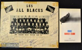 1967 All Blacks in France Signed Rugby Picture & Programme (2): Scarce multi-hand-signed 15” x 10”