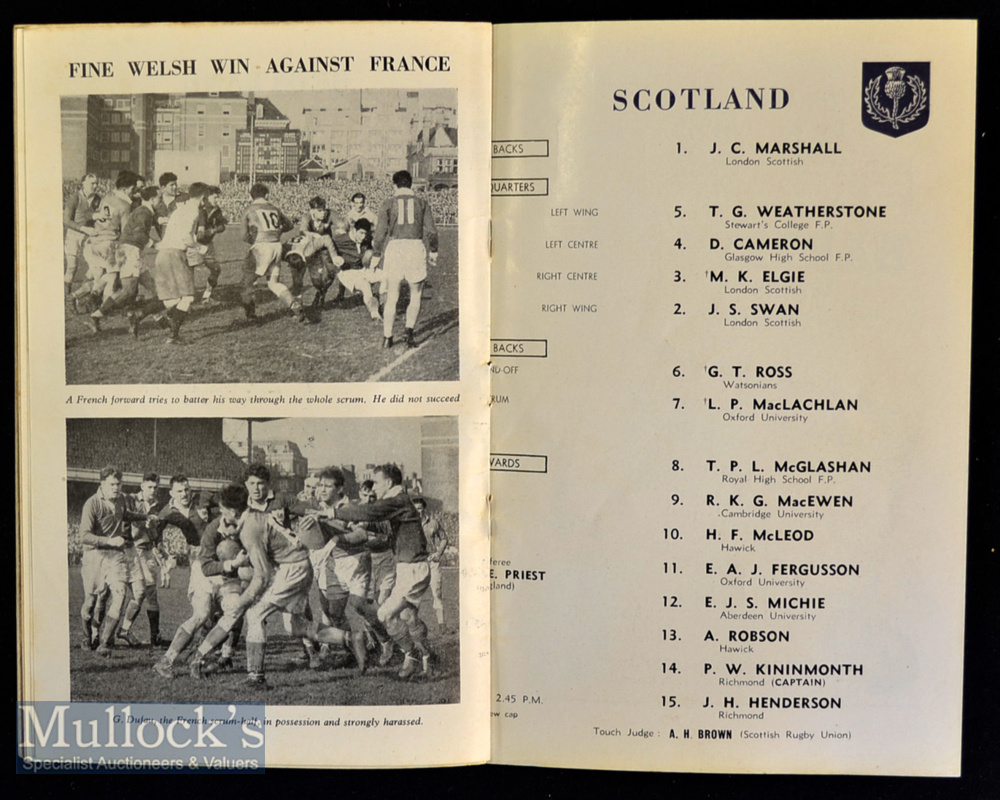 1954 Wales Rugby Programmes (3): Nice trio^ away at Ireland (Bryn Meredith debut)^ home against - Image 4 of 4