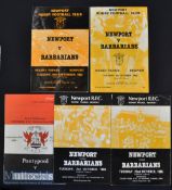 Newport Rugby programmes 1982-85 (5): Newport’s homes v the Barbarians 1982-1985 inclusive^ plus