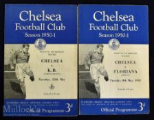 Scarce 1950/51 Festival of Britain Chelsea v Floriana and K.B. Copenhagen football programmes