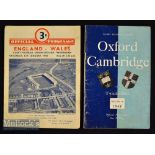 1948 Pair of Rugby Programmes^ England v Wales (3-3) & Oxford v Cambridge (14-8) (2): In fair to