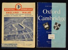1948 Pair of Rugby Programmes^ England v Wales (3-3) & Oxford v Cambridge (14-8) (2): In fair to