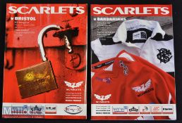 2008-9 Scarlets Last and First Rugby Programmes (2): Glossy collectable editions for the last