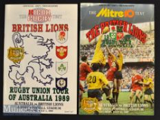 1989 British & Irish Lions to Australia Rugby Test Programmes (2): Pair of large attractive