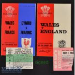 1973-8 Phil Bennett Signed Rugby Programmes/Tickets (2): Lovely pair^ 25-3 home win over England