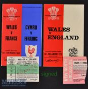 1973-8 Phil Bennett Signed Rugby Programmes/Tickets (2): Lovely pair^ 25-3 home win over England