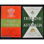 1958 Australian Wallabies Rugby Programme Pair (2): Very minor faults only on issues v Wales at