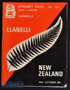 1972 Llanelli 9 v New Zealand 3 Rugby Programme: The famous original edition from the great