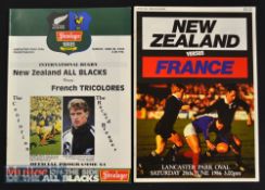 1986/1994 New Zealand v France Test Rugby Programmes (2): Large full issues for the Tricolores’