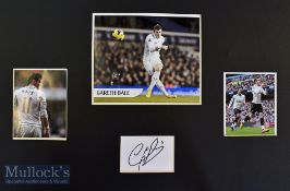 Tottenham Hotspur Gareth Bale Montage – 3 Colour photographs and signed card mounted ready for