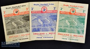 Pre-WW2 England Rugby Programmes (3): 1937 England v Wales and v Ireland and 1938 Trial^ England v