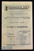 1946/47 Huddersfield Town v Liverpool football programme date 19 Oct team changes and scores in