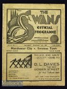 1938 Swansea Town v Manchester City football programme date 24 Dec^ professionally repaired at