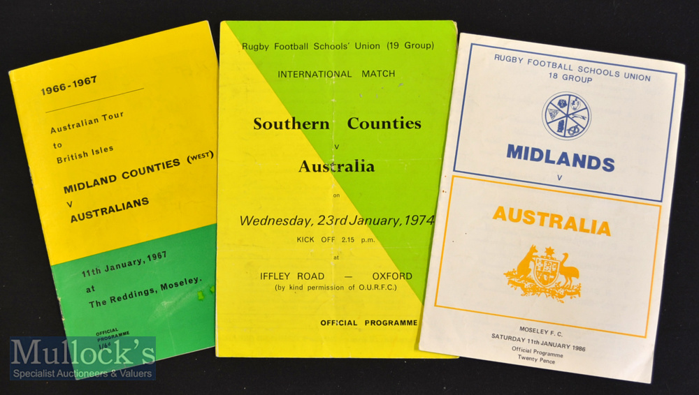 1967-1986 Australians in England Rugby Programmes (3): 1967 Midland Counties (West) v the