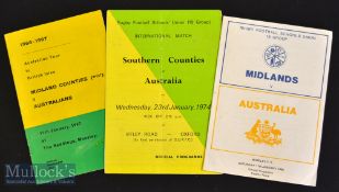 1967-1986 Australians in England Rugby Programmes (3): 1967 Midland Counties (West) v the