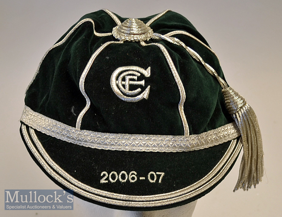 2006/07 Presentation Cap in black with silver trim and tassel^ label internally Toye^ Kenning &