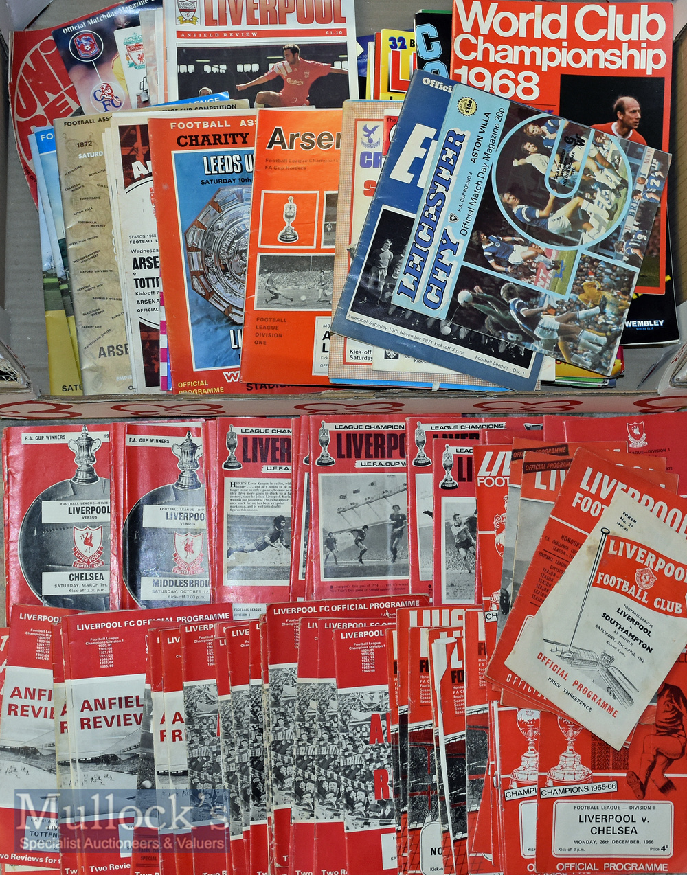 Selection of Liverpool home football programmes from 1960s onwards includes 62 Southampton^ 64