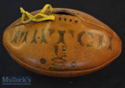 1960s/70s Brown leather Gilbert ‘Match’ Rugby Ball: Barely used^ a couple of grazes^ no dirt at all^