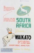 1956 South Africa in New Zealand Rugby Programme: Typically colourful glossy ‘Mooloo’ cover^ a