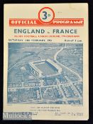 1951 England v France Rugby Programme: Standard Twickenham issue of the day for a game with no new