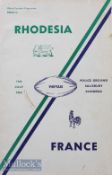 Rare 1964 Rhodesia v France Rugby Programme:  Stiff-covered 44pp issue^ hard to locate^ rarity