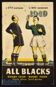 Scarce 1949 All Blacks SA Tour Souvenir Booklet: Neat compact colour-covered 40 small paged United