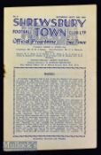 Pre-League 1949/50 Shrewsbury Town v Doncaster Rovers football programme date 10 Sept staple rust^
