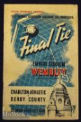 1946 FA Cup final football programme Charlton Athletic v Derby County 27 April 1946. Fair.