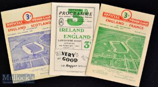 1947 England Rugby Programmes (3): Standard 4pp cards for the home games that season v France & v