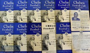 1950/51 Chelsea home football programmes incl’ Sheffield Wednesday^ Arsenal^ Huddersfield Town^ West