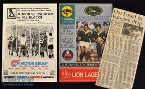 1986/1989 Pair of ‘rebel’ Rugby Programmes in S Africa (2): Junior Springboks v the rebel ‘All