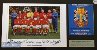 1966 World Cup Signed Print signed by 8x to include Geoff Hurst^ Jack Charlton^ Martin Peters^